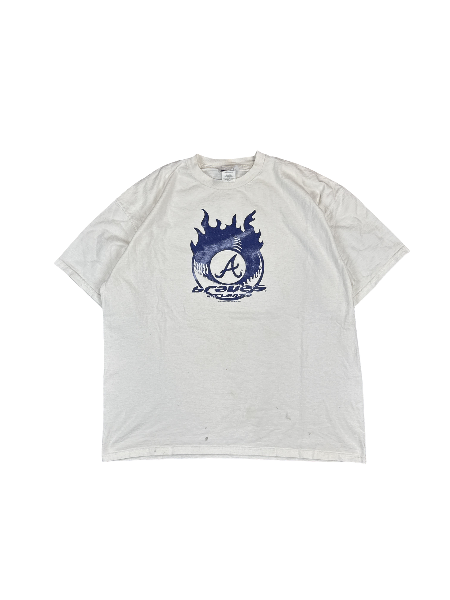 1990s Braves Flaming Baseball Graphic Tee (XL)