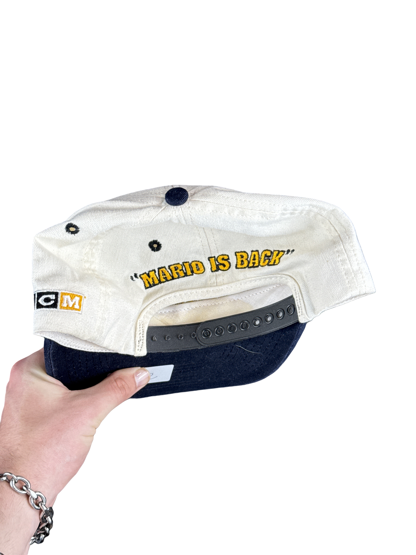 1990s CCM 'Mario Is Back' Hockey Graphic Snapback Hat (One Size)