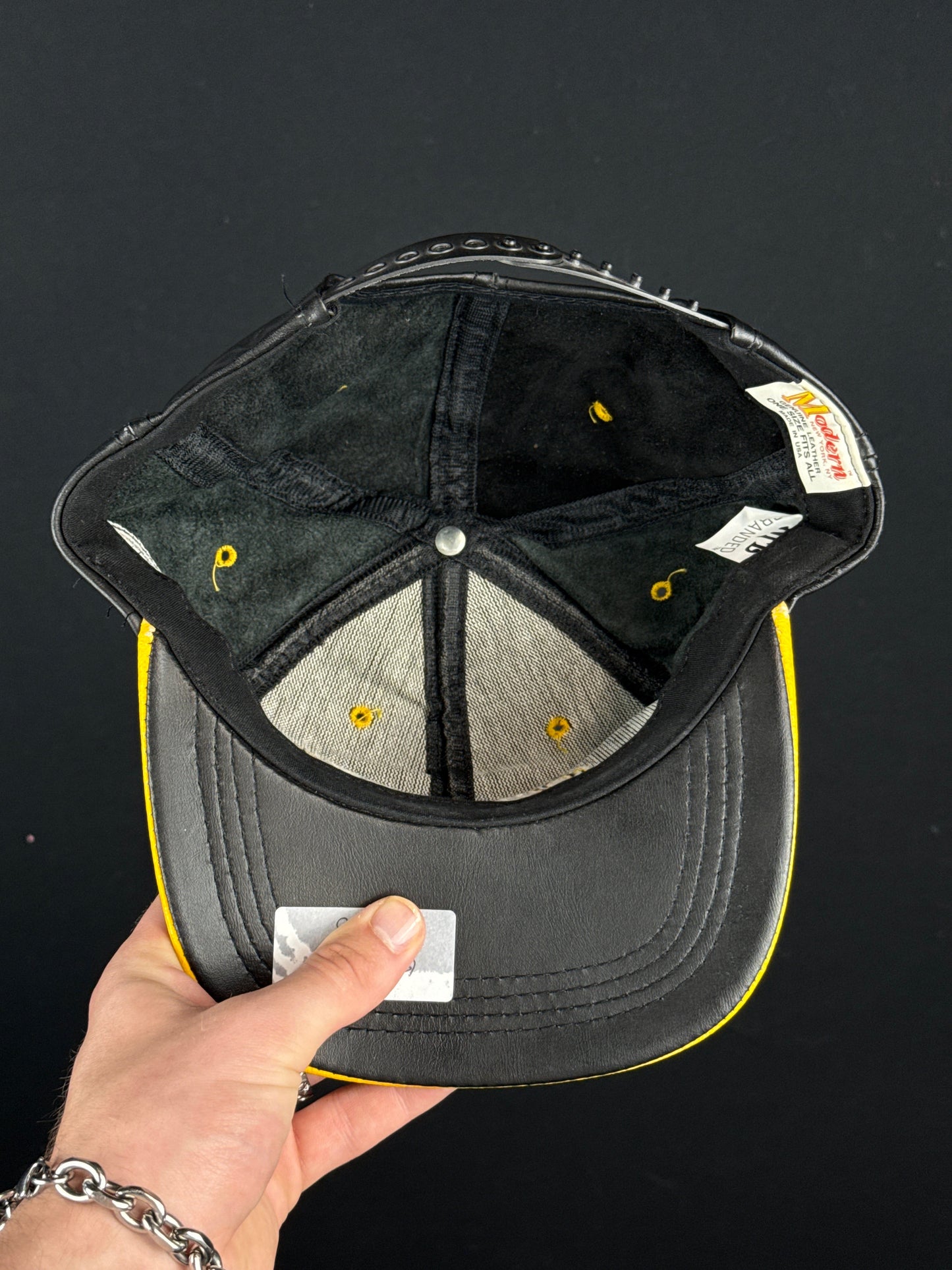 1990s Pittsburgh Steelers Leather Snapback Hat (One Size)