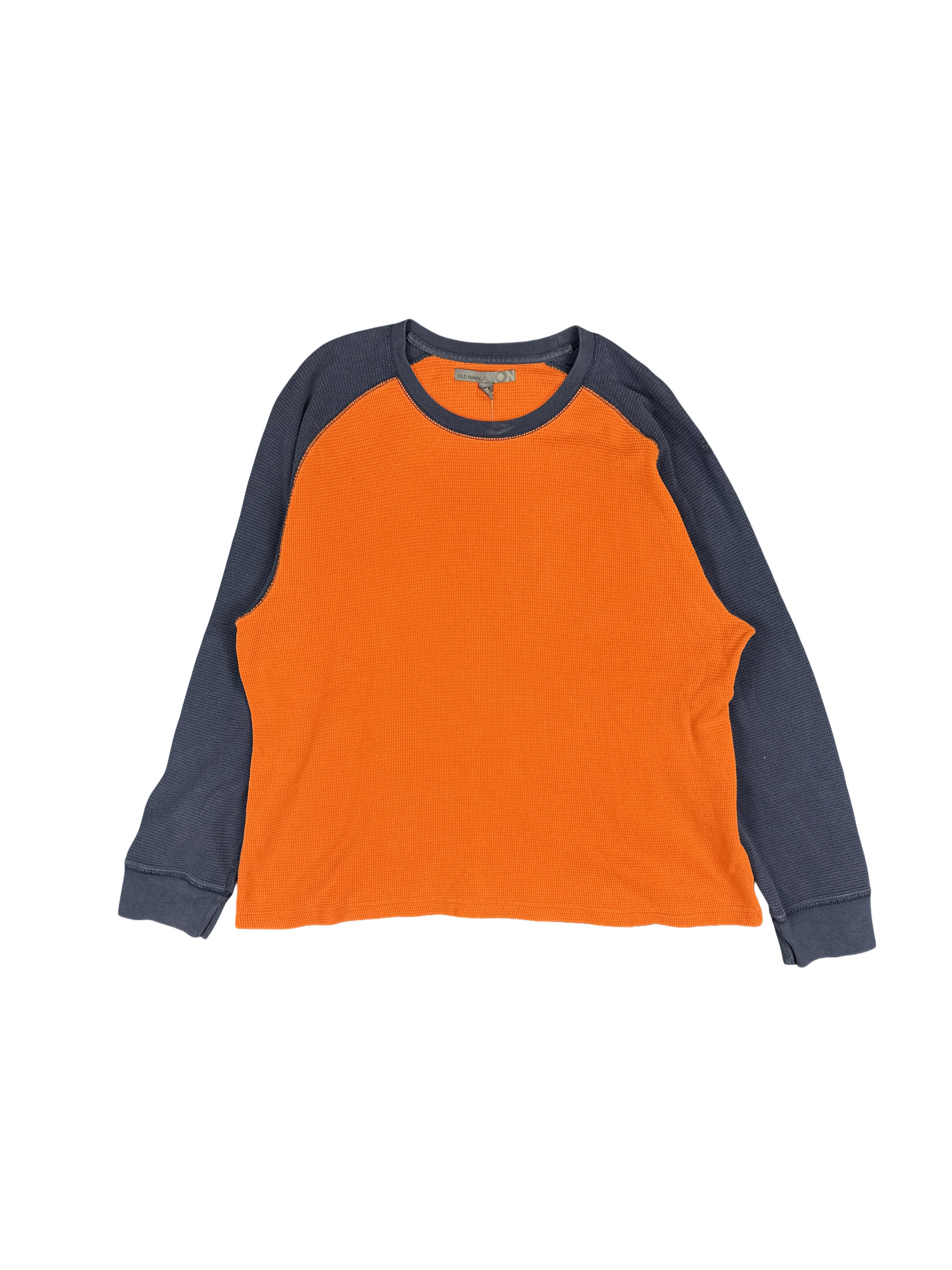 Old Navy Orange and Navy Waffle Knit Pullover (XL)