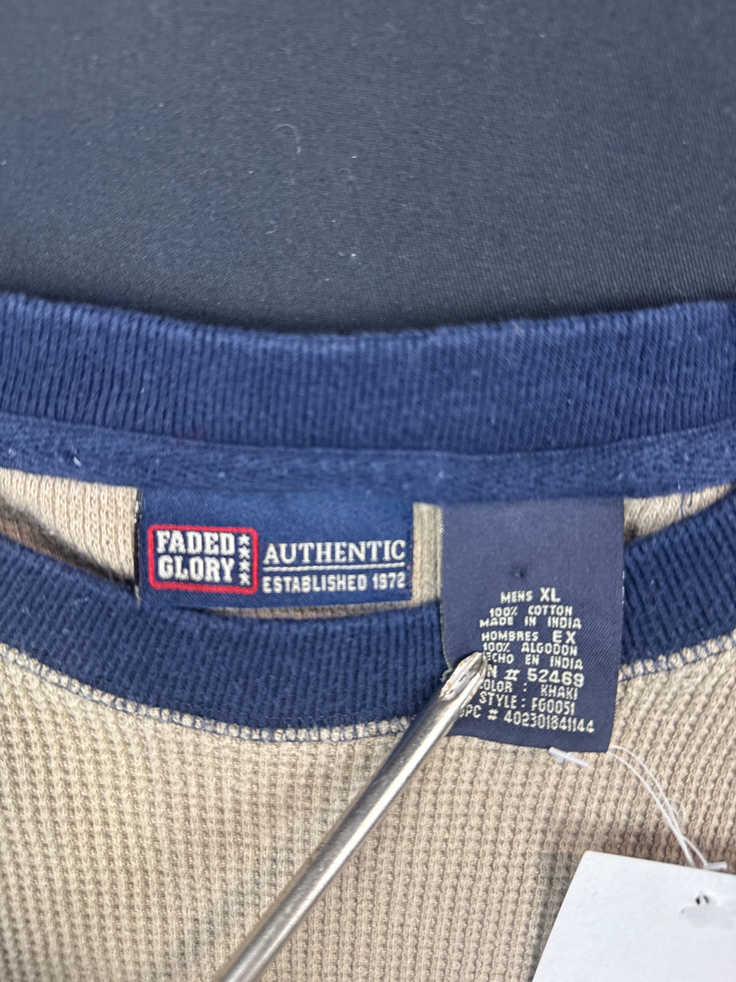 Faded Glory Khaki Thermal Pullover (XL)