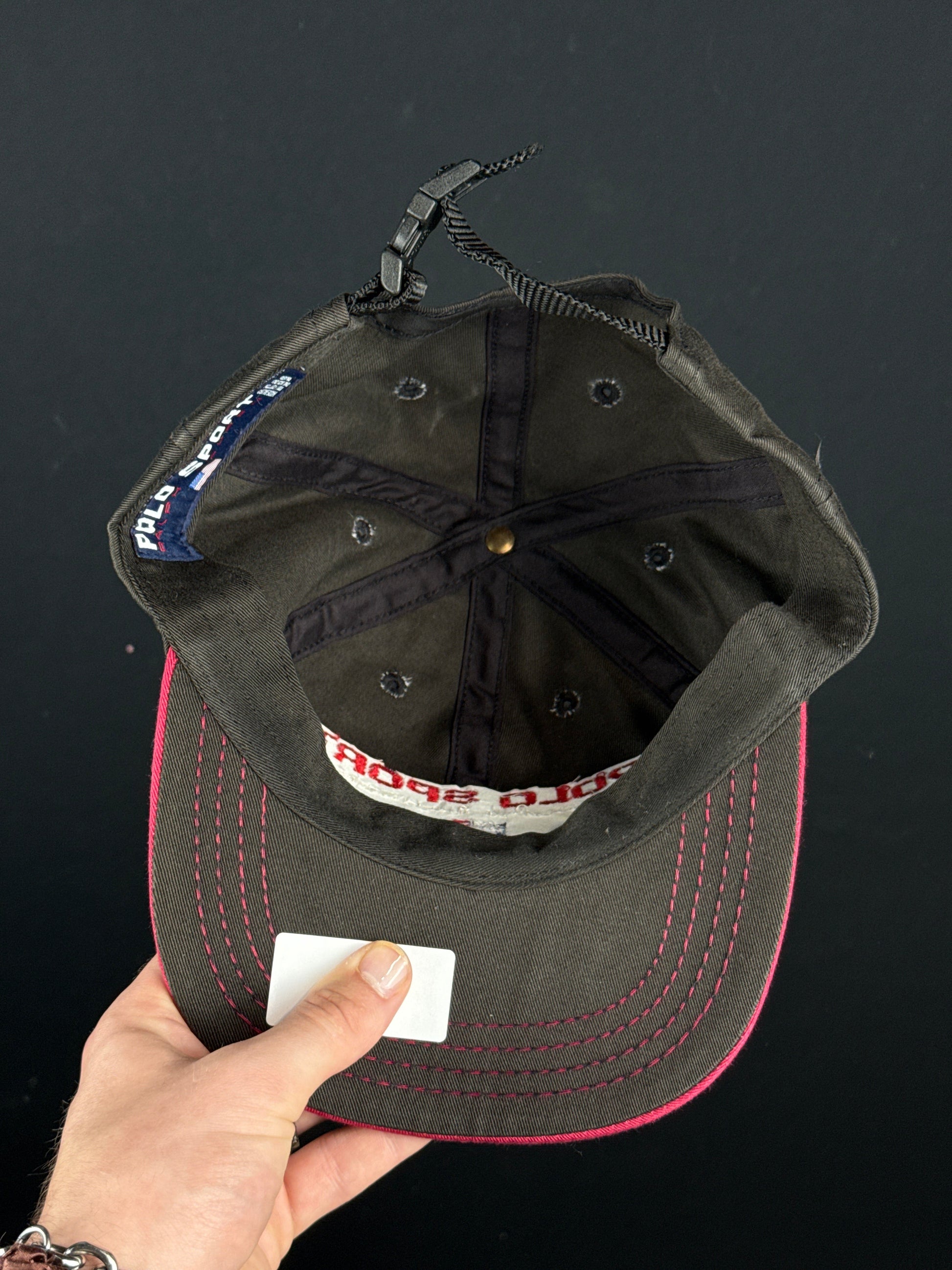 1990s Polo Sport Ralph Lauren Black and Red Hat (One Size)