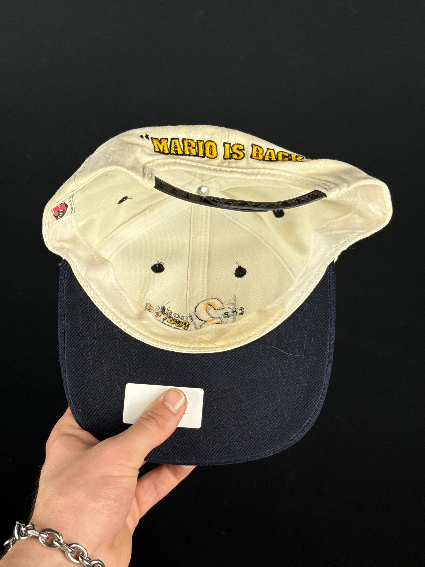 1990s CCM 'Mario Is Back' Hockey Graphic Snapback Hat (One Size)